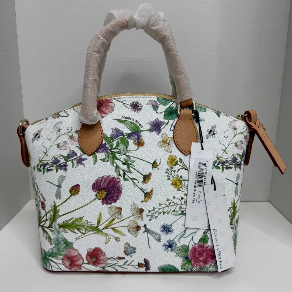Dooney & Bourke Geena Satchel White Wildflower Floral Handbag BBOTA1327 WHNA NEW